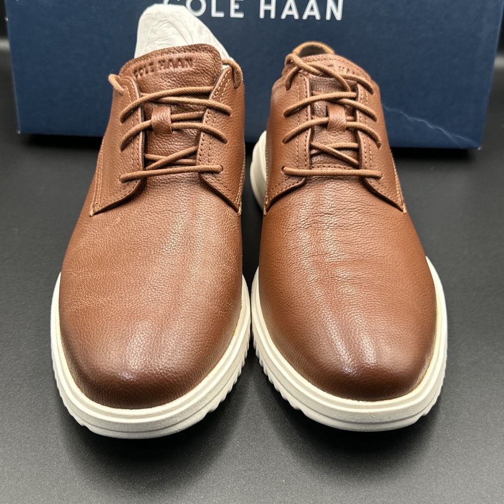 Cole Haan Grand Plain Toe Oxford C36935 British Tan Tumbled Leather Men's Sz 8.5 - Picture 2 of 6